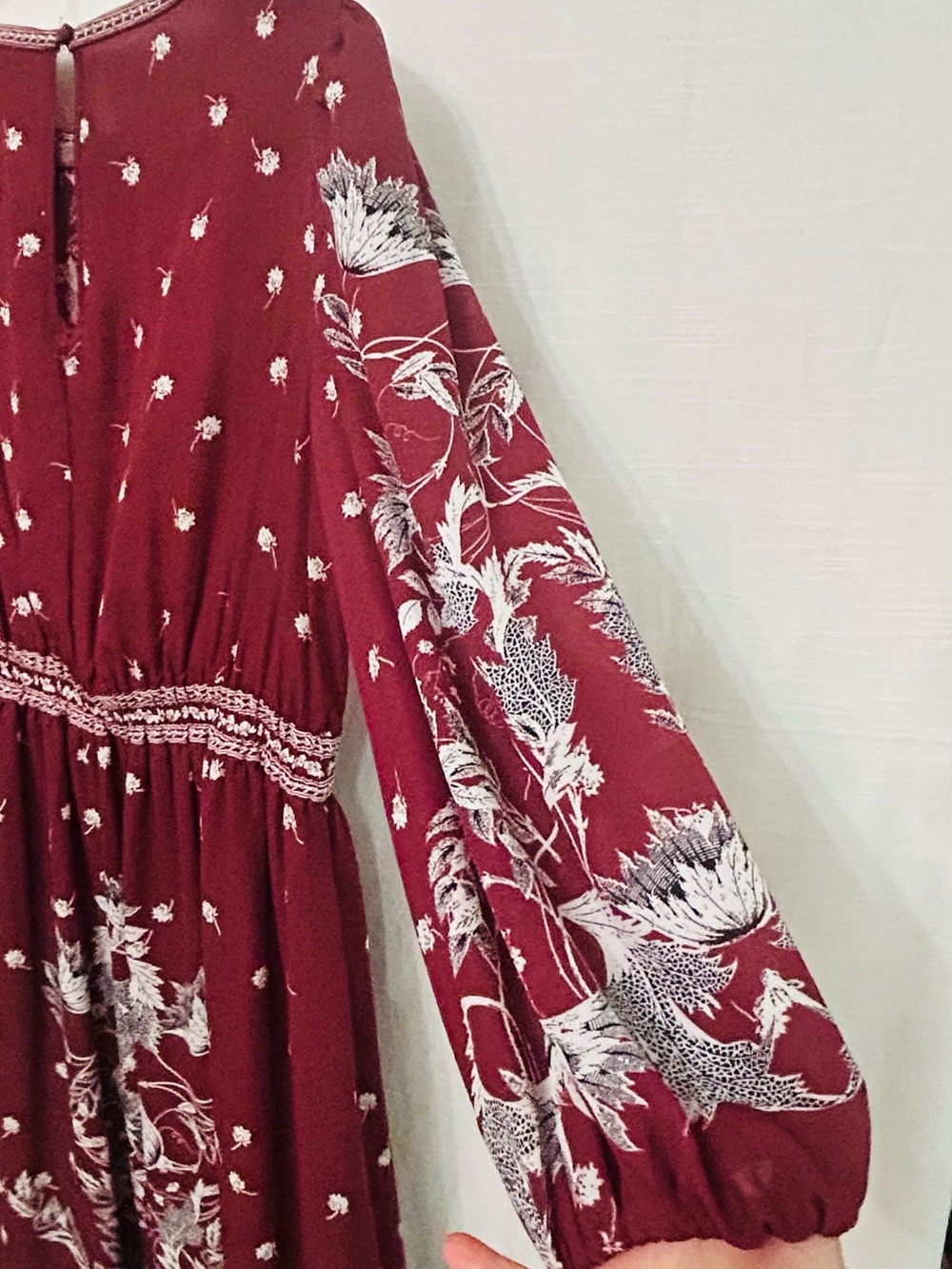 Max Studio NWT w/ defects Boho Burgundy Floral Long Sleeve Maxi Dress - Picture 9 of 11
